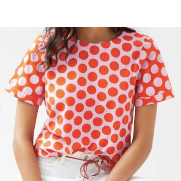 Anthropologie Maeve Women Big Polka Dot Top Size S Short Sleeve T-Shirt - Picture 1 of 4